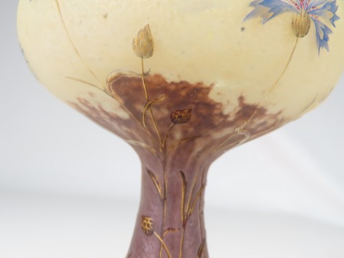 Verrerie, Cristallerie  - Daum Nancy - Vase coupe aux Bleuets rehaussé à l'Or