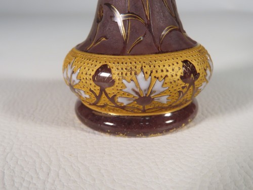 Art nouveau - Daum Nancy - Vase coupe aux Bleuets rehaussé à l'Or