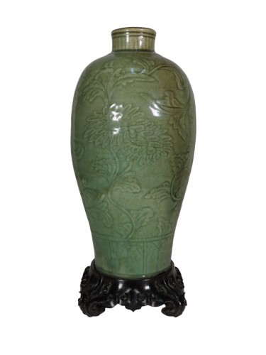 Vase en grés émaillé vert celadon, Chine époque King