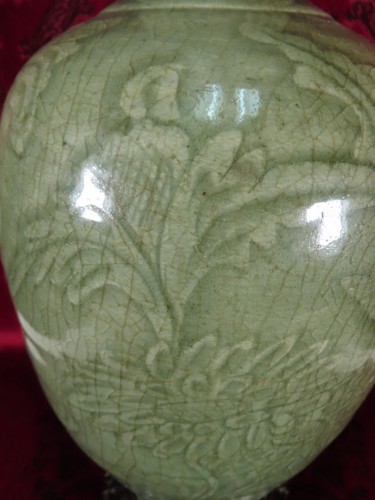 Vase en grés émaillé vert celadon, Chine époque King - Céramiques, Porcelaines Style 