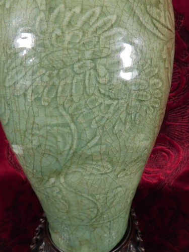  - Vase en grés émaillé vert celadon, Chine époque King