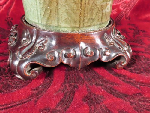 Antiquités - Vase en grés émaillé vert celadon, Chine époque King