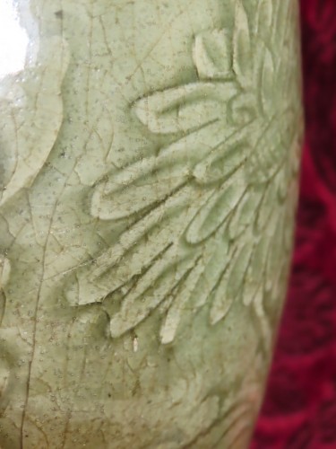 Antiquités - Vase en grés émaillé vert celadon, Chine époque King