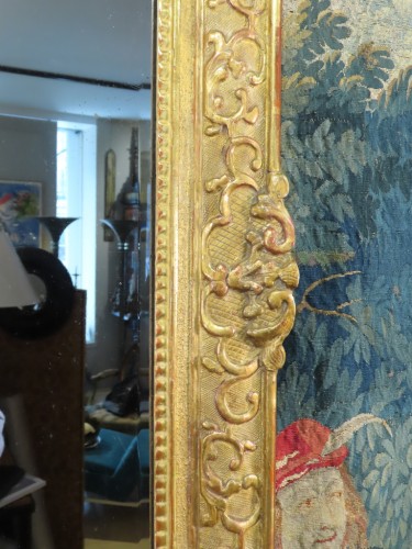 Antiquités - Grand miroir Régence en bois sculpté et doré