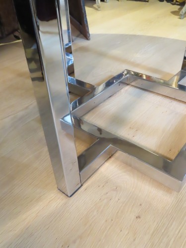 Grande table ronde à plateau de marbre vers 1970 - Années 50-60