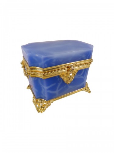 Boite coffret en opaline bleu époque Seond Empire