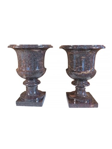 Paire de grands vases en porphyre de Suède de Blyberg