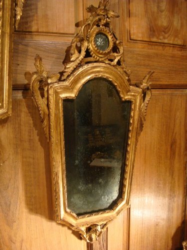Miroirs, Trumeaux  - Paire de miroirs en bois doré Italie époque début XIXe