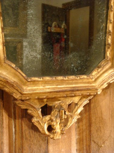 Paire de miroirs en bois doré Italie époque début XIXe - 