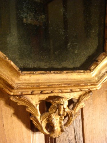 Antiquités - Paire de miroirs en bois doré Italie époque début XIXe