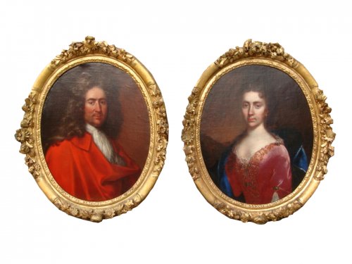 Paire de grands portraits époque XVIIIe