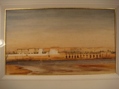 Tableaux et dessins Dessin, Aquarelle & Pastel - Aquarelle représentant les bords du Nil, début XIXe