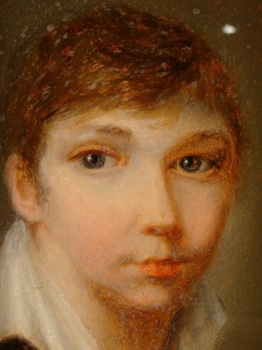 Portrait d'un jeune Homme fixé sous verre époque Restauration - Restauration - Charles X
