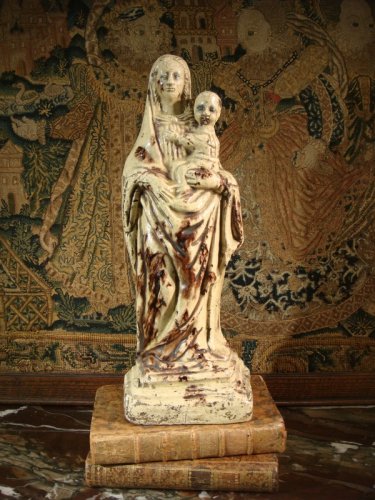 Vierge à l'Enfant en terre vernissée de Ligron époque XVIIIe - Antiquaires Balzeau & Brion