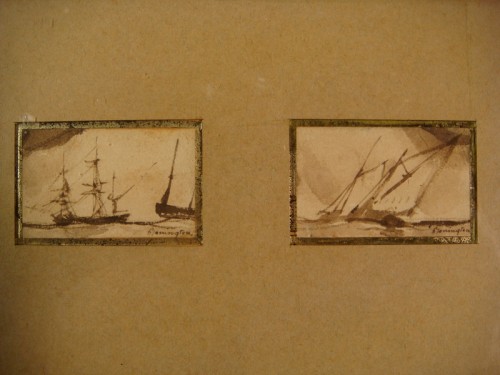 XIXe siècle - Paire de dessins à la plume - Richard Parkes Bonington  (1802–1828) 