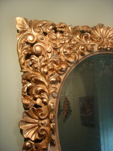 Antiquités - Large Giltwood Baroque mirror 