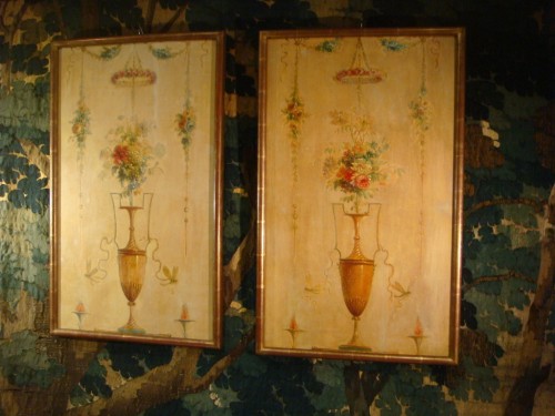 Paire de panneaux Vases et bouquets de fleurs - Epoque XVIIIe Siècle - Matériaux & Architecture Style Directoire