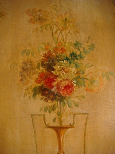 Paire de panneaux Vases et bouquets de fleurs - Epoque XVIIIe Siècle - Antiquaires Balzeau & Brion