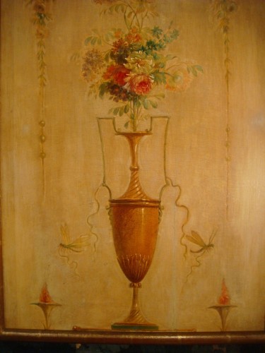 XVIIIe siècle - Paire de panneaux Vases et bouquets de fleurs - Epoque XVIIIe Siècle