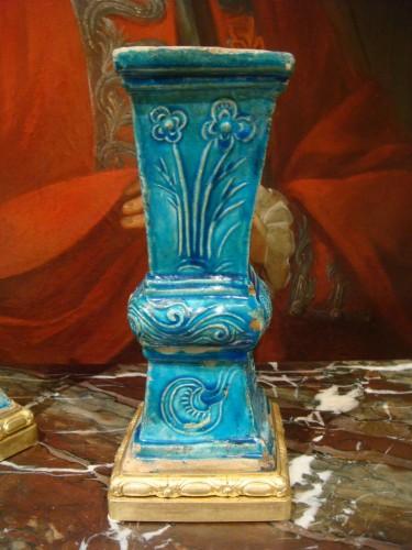 Paire de vases en céramique turquoise - Chine Epoque XVIIIe - 