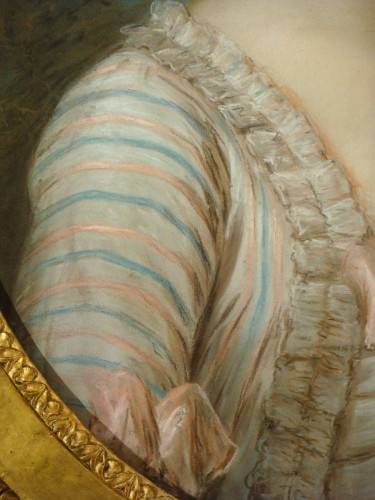 Louis XVI - Jeune femme au panier - Grand Pastel d'époque Louis XVI