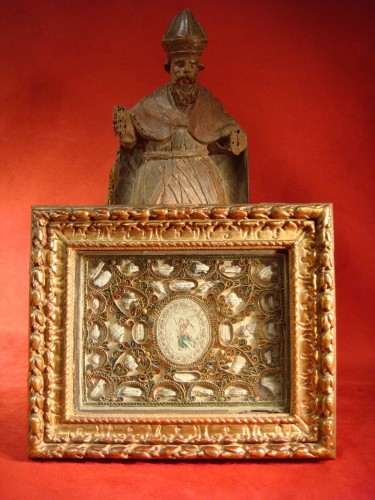 Cadre Reliquaire Paperolles - Epoque début XVIIIe - Art sacré, objets religieux Style Louis XIV