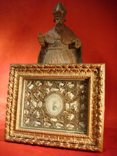 XVIIIe siècle - Cadre Reliquaire Paperolles - Epoque début XVIIIe
