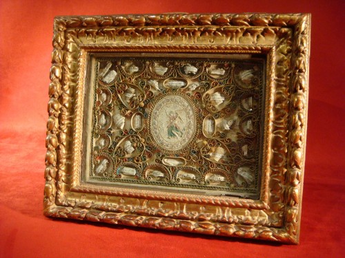 Louis XIV - Cadre Reliquaire Paperolles - Epoque début XVIIIe