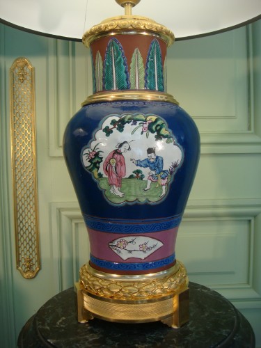 Napoléon III - Paire de lampes en céramique émaillée - Epoque Second Empire