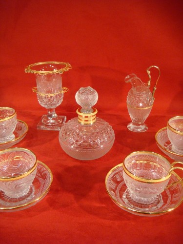 XIXe siècle - Service à café en cristal taillé et vermeil Le Creusot - Epoque Empire