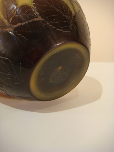 Antiquités - Gallé - Vase boule décor de Fushia