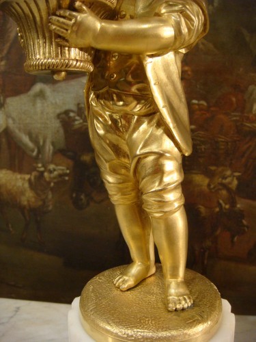 Antiquités - Paire de candélabres aux enfants en bronze doré - Epoque XIXe