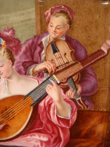 Paire de miniatures sur émail - Salon de musique - Napoléon III