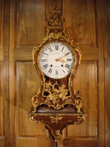 Horlogerie Cartel - Cartel d'Applique Vernis Martin estampillé de I.Dubois - Epoque Louis XV