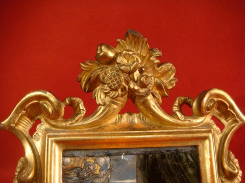 Art sacré, objets religieux  - L'Annonciation Fixé sous verre - Epoque fin XVIIIe