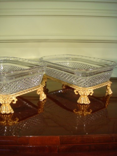 XIXe siècle - Paire de coupes de table en cristal et bronze doré