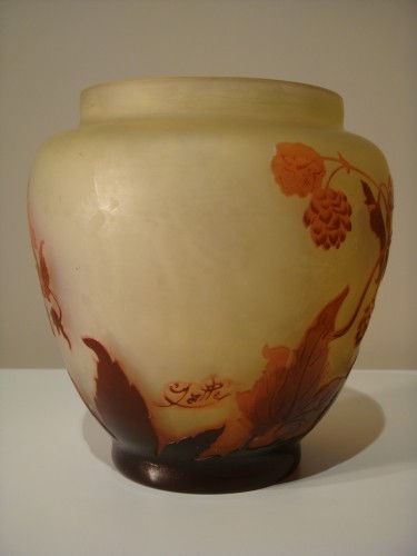 Antiquités - Emile Gallé Vase aux fleurs de Houblon