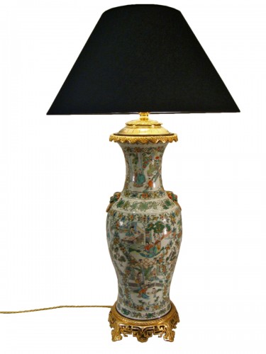 Vase Lampe en Porcelaine de Chine et Bronze doré