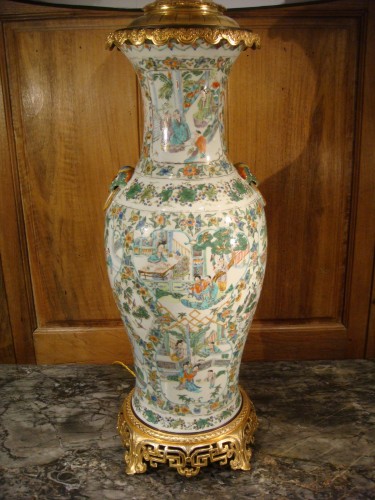 XIXe siècle - Vase Lampe en Porcelaine de Chine et Bronze doré