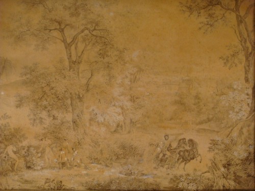 Tableaux et dessins Dessin, Aquarelle & Pastel - Dessin Lavis Enlevement de Proserpine par Pluton