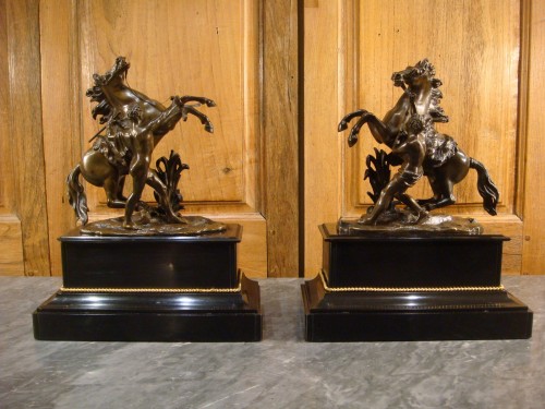 Paire de chevaux cabrés en bronze - Chevaux de Marly - Sculpture Style Napoléon III