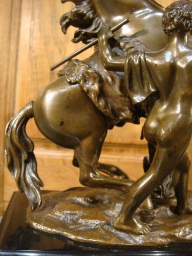 Antiquités - Paire de chevaux cabrés en bronze - Chevaux de Marly
