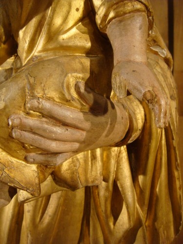 Vierge à l'Enfant en bois sculpté et doré - Epoque XIIIe - Louis XV