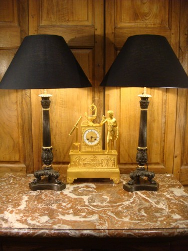 Pair of large bronze candlesticks - Restoration period - Lighting Style Restauration - Charles X