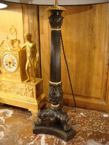 Pair of large bronze candlesticks - Restoration period - 