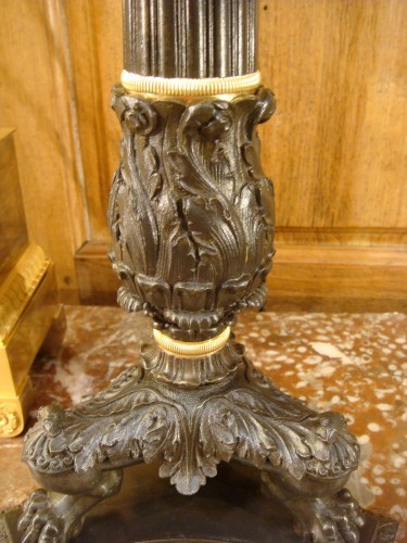 19th century - Pair of large bronze candlesticks - Restoration period