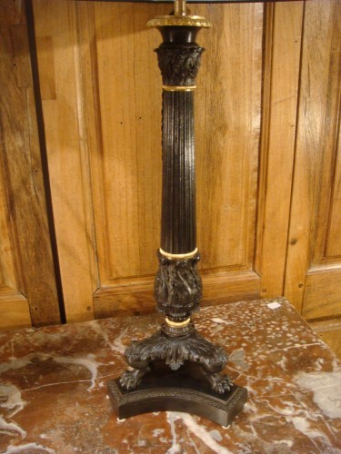Antiquités - Pair of large bronze candlesticks - Restoration period