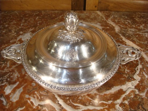 Antique Silver  - A. Aucoc - Armorial silver vegetable dish