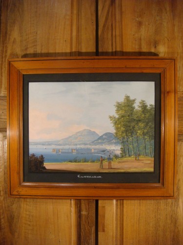 Gouache représentant le Golfe de Castellamare Sicile - Tableaux et dessins Style Restauration - Charles X