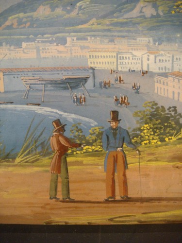 XIXe siècle - Gouache représentant le Golfe de Castellamare Sicile